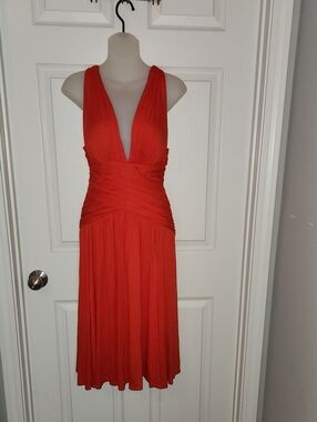 Rubber Ducky Red Plunging V-Neck Dress Size M